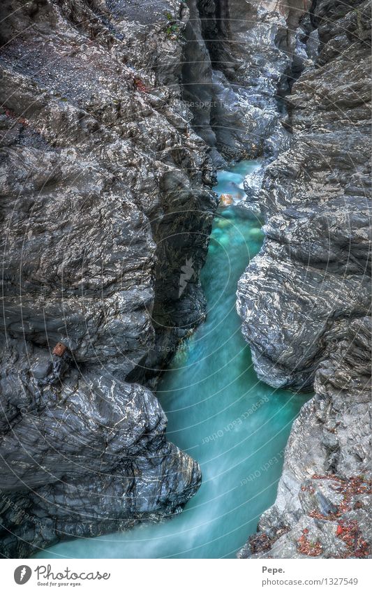 KLAMM Canyon River Wet Blue Green Brook Turquoise Stone Austria Colour photo Day Bird's-eye view