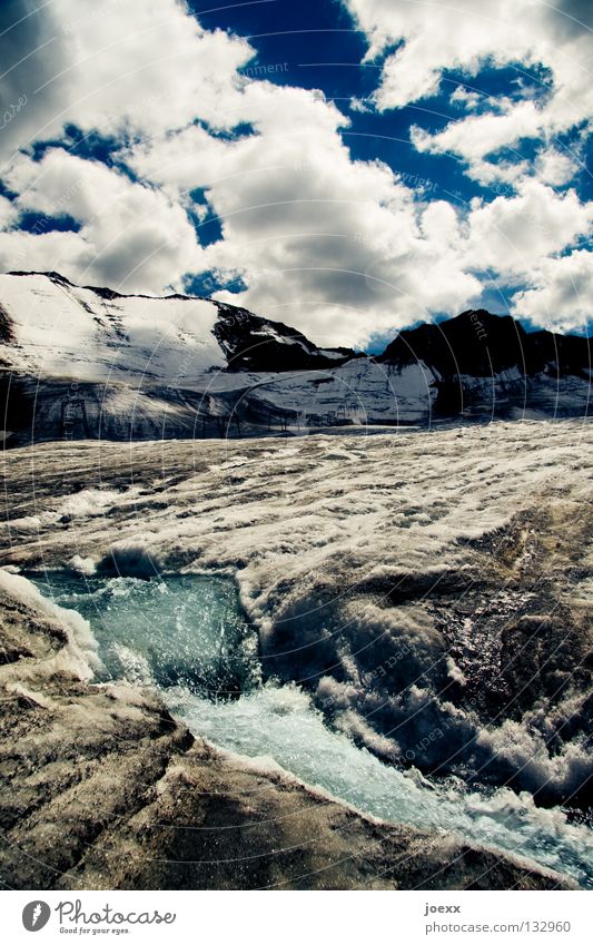 Decreasing full glacier Melt Thaw Nightmare Brook Brown Dramatic Loneliness Iceberg Blue Cold Frozen water Narrow Climate change Damp Glacier Glacier ice Gray