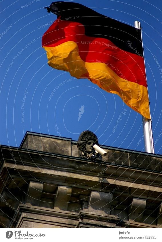 Big Brother is watching you! Flag German Flag Government Bust Police state Filming Take a photo Record Monitoring Data storage To talk Decide Building Masonry