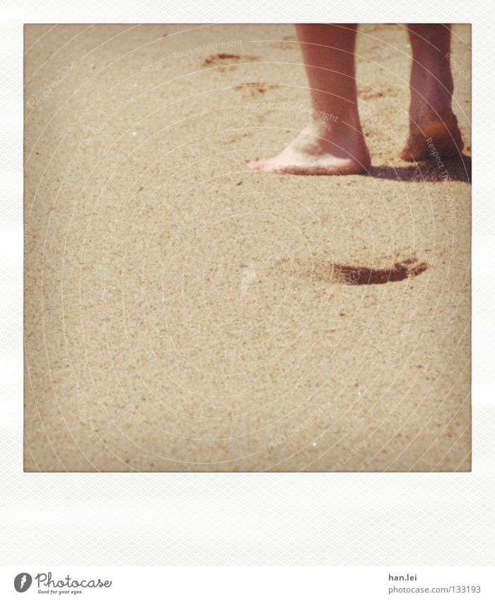 Long walk Beach Ocean Legs Feet Sand Lanes & trails Footprint Old Going Walking Transience Toes Tracks Stride March To go for a walk Polaroid Sandy beach
