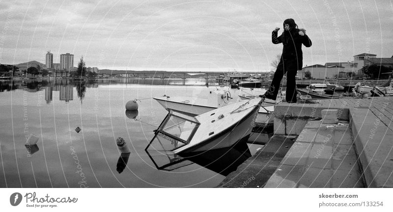 sinking ships Sardinia Vacation & Travel Strong Watercraft Capsize Italy Olbia Bridge Black & white photo