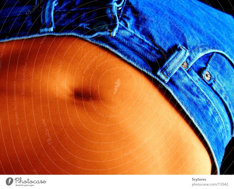 Belly Blue-Orange Pants Navel Man Stomach Jeans blue-orange orange-blue Contrast