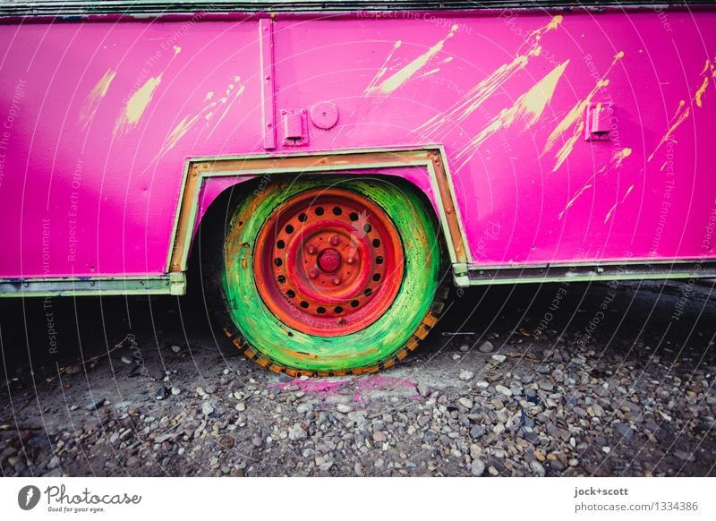 colorful wheel Subculture Street art Trailer Decoration Tire Exceptional Sharp-edged Uniqueness Trashy Pink Moody Creativity Whimsical Paintwork Colour tone