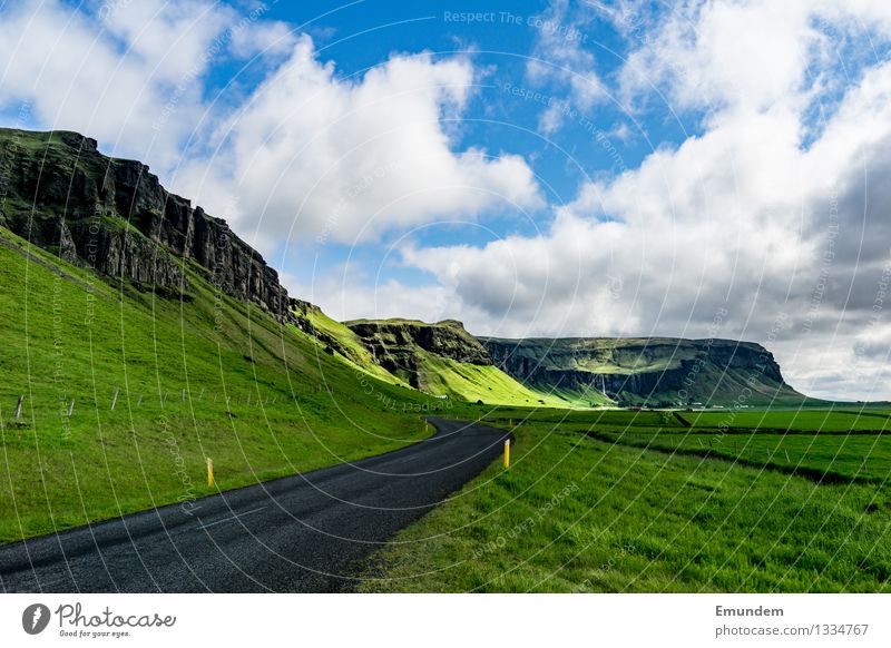 ring road Vacation & Travel Tourism Far-off places Freedom Nature Landscape Sky Clouds Spring Summer Beautiful weather Iceland Motoring Street Driving Bright