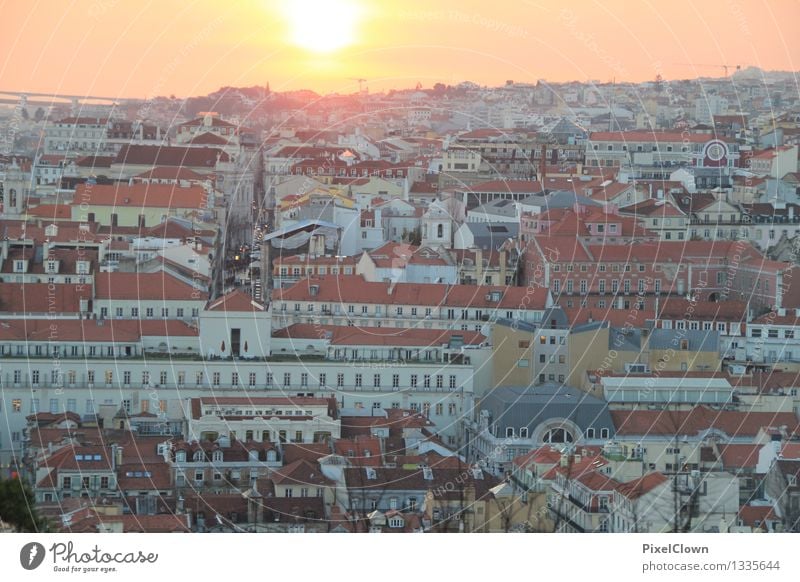 Sunset over Lisbon Lifestyle Calm Vacation & Travel Tourism Sightseeing City trip Economy Sunrise Capital city Building Architecture Tourist Attraction Looking