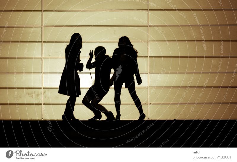 covershooting Girl band 3 Singer Wall (building) Youth (Young adults) Joy String Contrast Music Silhouette critical ops Structures and shapes Row girls band