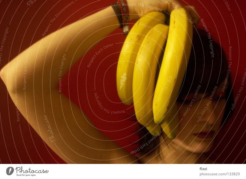 banana-headed Banana Red Yellow Woman Grief Fruit Arm Sadness Bright