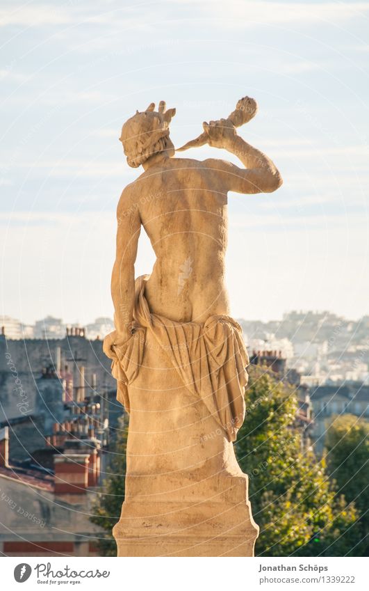View of Marseille V Statue Sculpture Historic Cor anglais Man Naked Male nude Ancient Town Old town Esthetic Optimism Success France Southern France Summer