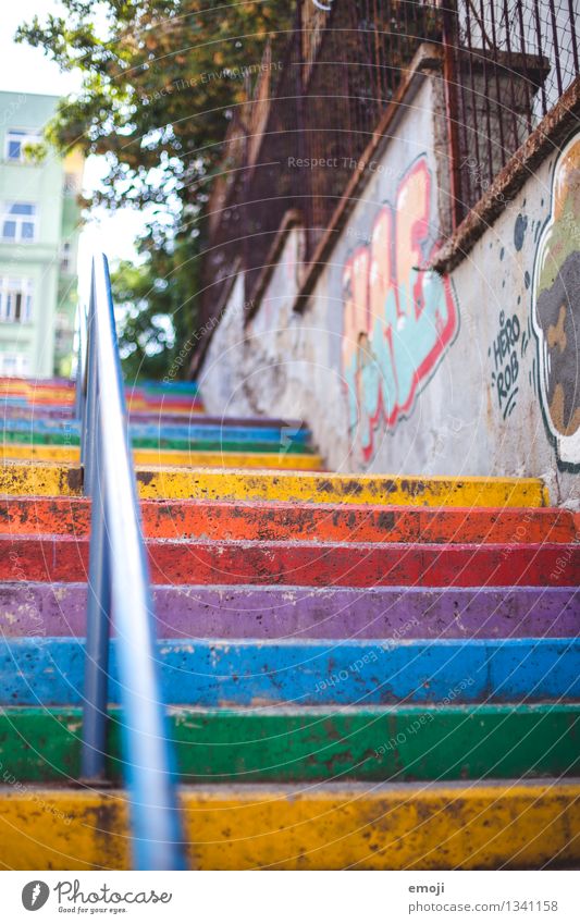 rainbow Village Small Town Downtown Deserted Stairs Exceptional Friendliness Happiness Positive Prismatic colors Colour photo Multicoloured Exterior shot Day