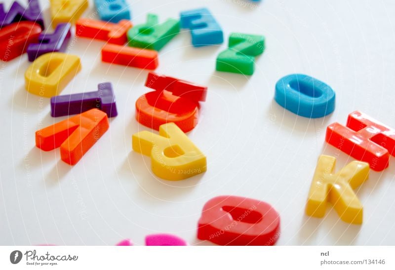Letters ATTENTION Letters (alphabet) Multicoloured Yellow Green Red White Word Magnet Chaos Muddled Untidy Together Characters Decoration letter letters Orange