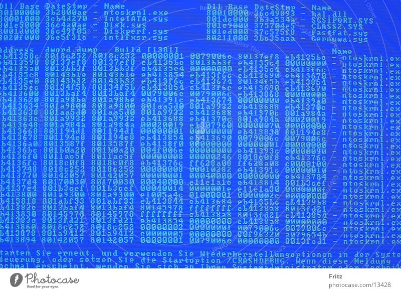 deep blue Error Screen Computer Software