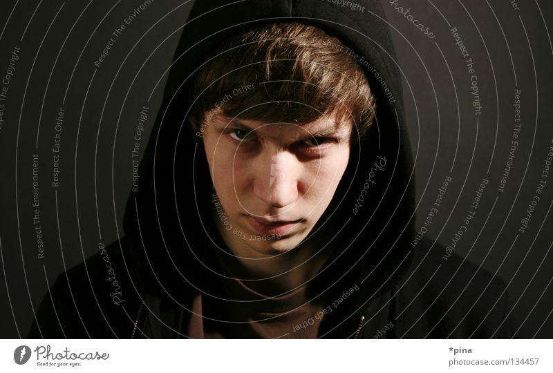 BÖSE Evil Anger Aggression Dangerous Threat Eerie Attack Portrait photograph Man angry Devil Looking Eyes Hooded (clothing) Star Wars