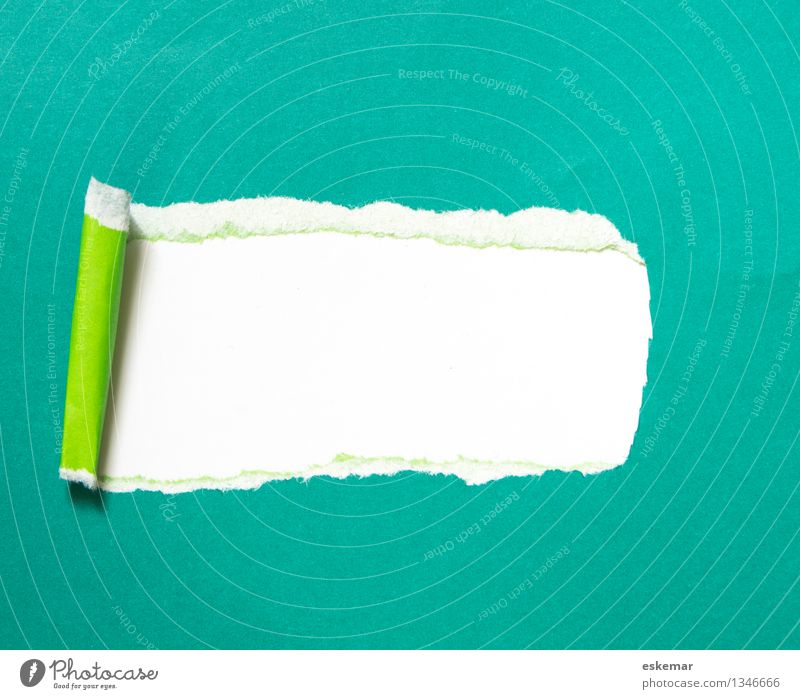 paper Stationery Paper Piece of paper Green Turquoise White Curiosity Interest Surprise Mysterious Christmas Torn Copy Space Background picture Rolled Opening