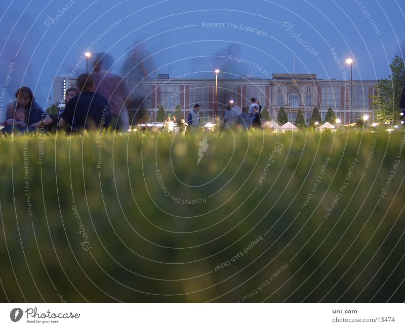 ghosts Park Human being Grass Meadow Lantern Long exposure Group Sit European Business School Berlin