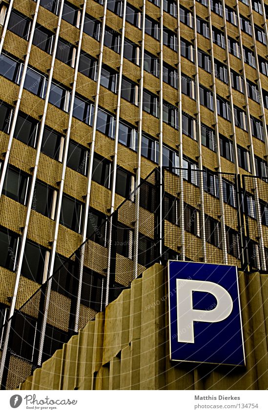 multi-storey car park Parking Parking garage Parking lot Signage High-rise Facade Concrete Concreted Barcelona Spain Foundations Multistory Story Window Glazing