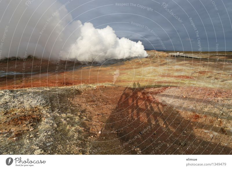 heaven and hell Elements Earth fumarole geothermal area volcanic rock Iceland gunnuhver Hell Lunar landscape Steam Threat Dirty Fantastic Gigantic Hot