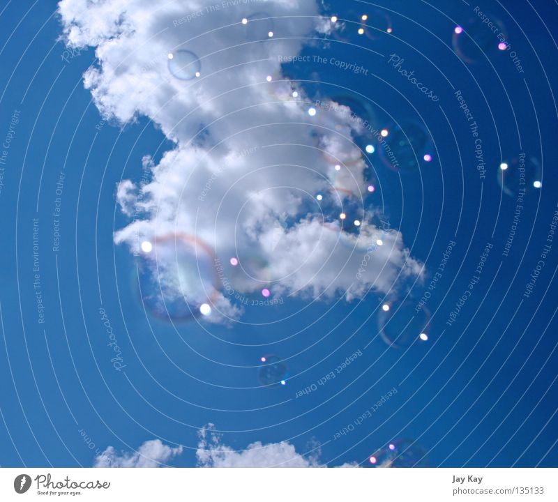 blub²³ Clouds Sublime Soap bubble UFO Light Calm Playing Sky Blue Freedom Reflection Movement air wing