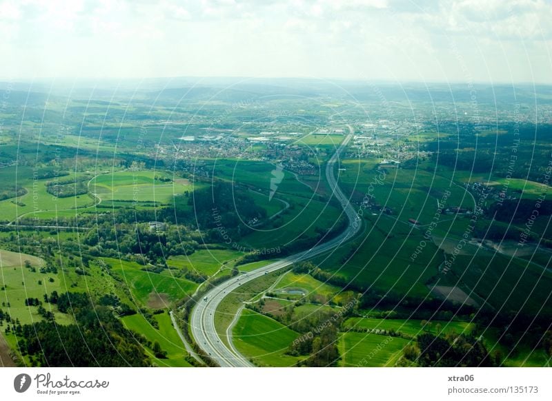 Aerial view 6 - Far-sightedness Highway Forest Meadow Aerial photograph Germany Street Sky Flying Vantage point