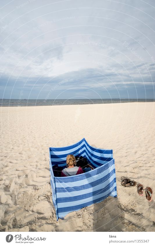 on the beach l here I am at home Beach vacation Ocean Baltic Sea Protection Summer my home is my castle District claim staked Border Border demarcation