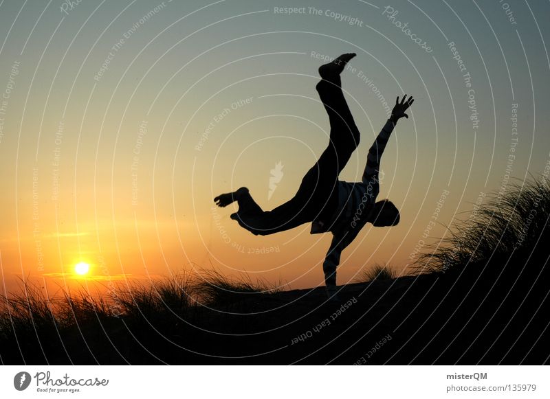 Now or never. Future Career Jump Free Freedom Sun Sunset Bicycle Wheel Beat Grass Silhouette Horizon Modern Risk Dangerous Red Evening Background picture