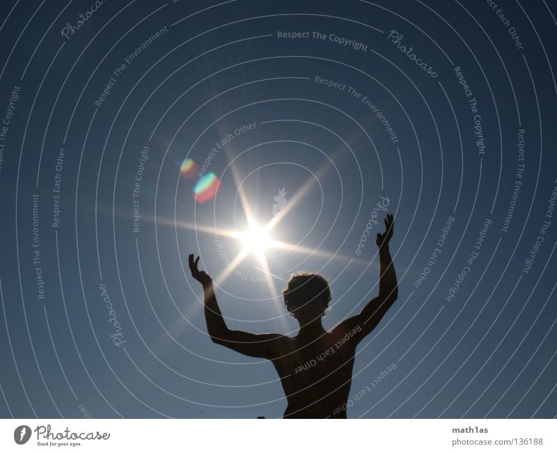sun worshippers Back-light Silhouette Man Masculine Summer Sun Lighting Musculature Shadow Blue Star (Symbol)