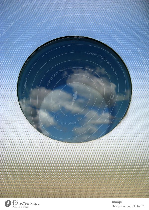 summer recess Round Window Wall (building) Progress Mirror Reflection Summer Summery Summer vacation time Information Politics and state Clouds Abstract