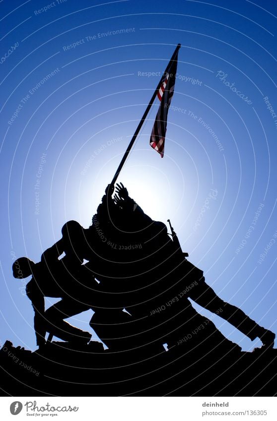 United States Marine Corps War Memorial Monument Americas Back-light Flag Soldier Navy Silhouette Black Battle Honor Historic USA Man Iwojima Jima Marines
