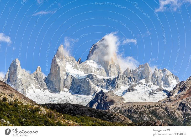 The Peaks of Fitz Roy mountain, Argentina Snow Mountain Hiking Climbing Mountaineering Nature Landscape Sky Park Rock Glacier Lake Blue Patagonia Vantage point