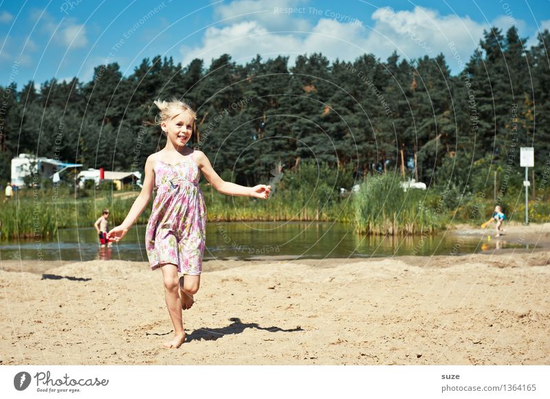 lucky child Joy Leisure and hobbies Vacation & Travel Summer Summer vacation Human being Child Infancy 1 8 - 13 years Nature Sand Beautiful weather Forest Lake