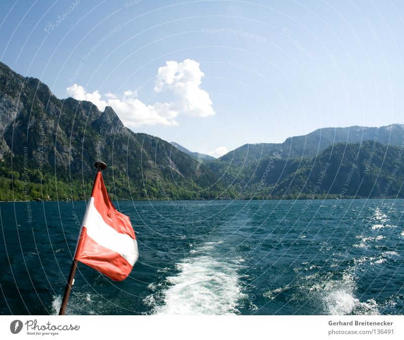Sprattlessness 1 Austria Flag Red White Red-white-red Lake Lake Attersee Navigation Watercraft Boating trip Federal State of Upper Austria Summer