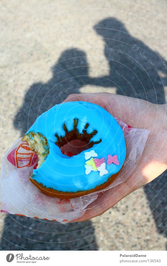Donut in hand Delicious Multicoloured Cake Baked goods sweet stuff Free time shadow play glaze
