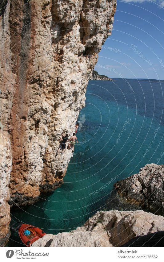 hidden paradise Ocean Turquoise Release Jump Croatia Hvar Joy Water Stone Rock Blue Sky Climbing deep water solo Free Brave Level Idyll