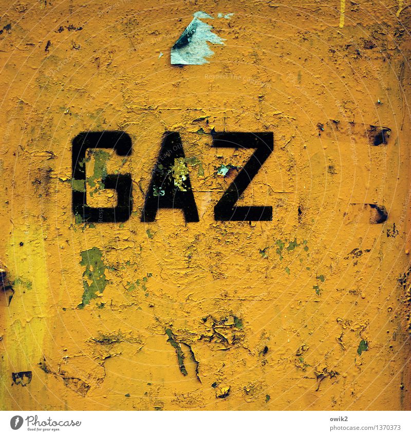 Gaza Characters Old Sharp-edged Trashy Yellow Green Orange Bizarre Transience Destruction Unclear Puzzle Gas Inscription Capital letter Poland Eastern Europe
