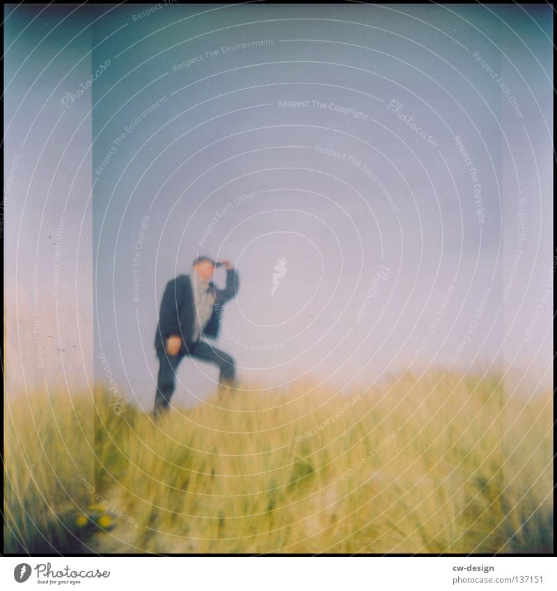 hOlGa | to take a look around II 1 Person Holga Blur Copy Space top Bright background Individual Only one man Dune Marram grass To go for a walk