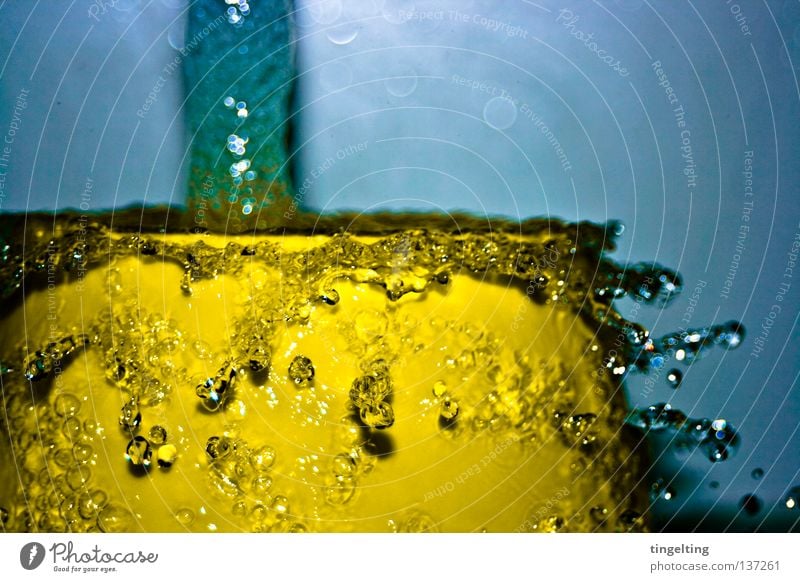 water features Inject Wet Damp Yellow Lemon Fresh Abstract Collision Flow Navigation Water Drops of water Blue Movement