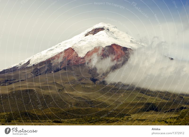 Cotopaxi Harmonious Relaxation Calm Meditation Vacation & Travel Adventure Far-off places Expedition Clouds Fog Snow Mountain Peak Snowcapped peak Breathe Hang