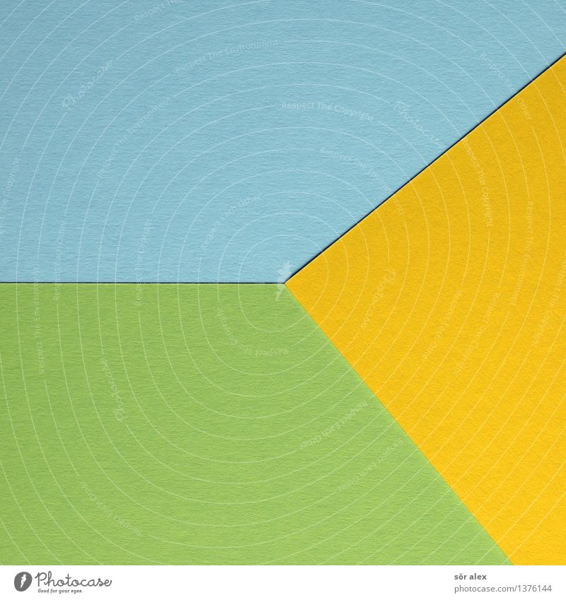 Yellow and blue mixed Cardboard Blue Green Handicraft Background picture Triangle Leisure and hobbies Illustration Graph Graphic Colour photo Interior shot