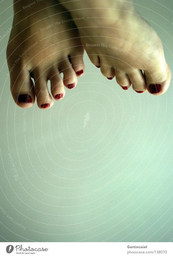 foot over Beautiful Personal hygiene Skin Nail polish Dance Human being Woman Adults Feet Crazy Green Red Colour Toes Toenail Varnished Groomed Parts of body