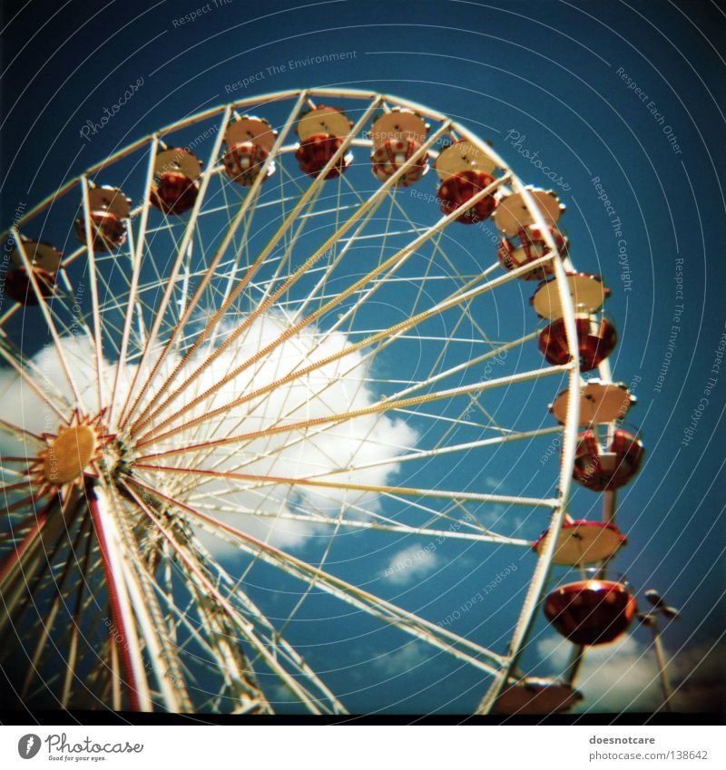 fifty - some kinda celebration. Fairs & Carnivals Blue Ferris wheel Festival Leipzig Vantage point Medium format Analog Diana Lomography Section of image
