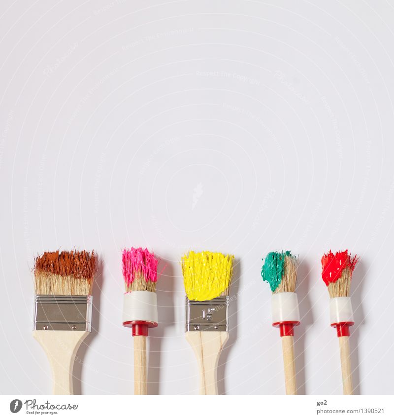 Colourful instead of brown Leisure and hobbies Redecorate Work and employment Craftsperson Painter Art Artist Paintbrush Brush handle Colour palette