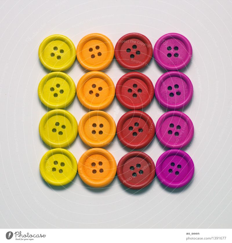 peer pressure Style Leisure and hobbies Handcrafts Textile industry Decoration Buttons Esthetic Bright Modern Round Multicoloured Yellow Violet Orange Red