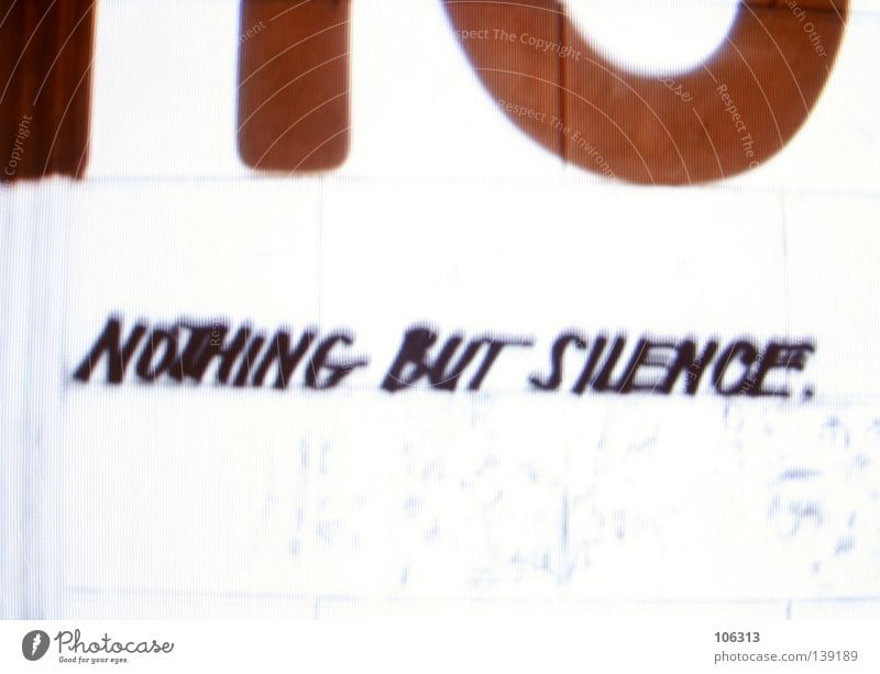 nothing but silence. Calm Signs and labeling Red White Graphic RGB Project Characters Typography Wall (building) Bright Background picture Typesetting machine