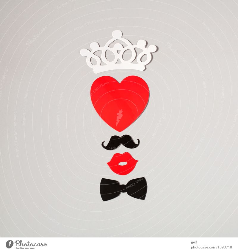 A heart and a crown Leisure and hobbies Handicraft Valentine's Day Mouth Lips Fly Moustache Crown Paper Sign Heart Kissing Esthetic Happiness diversity gender