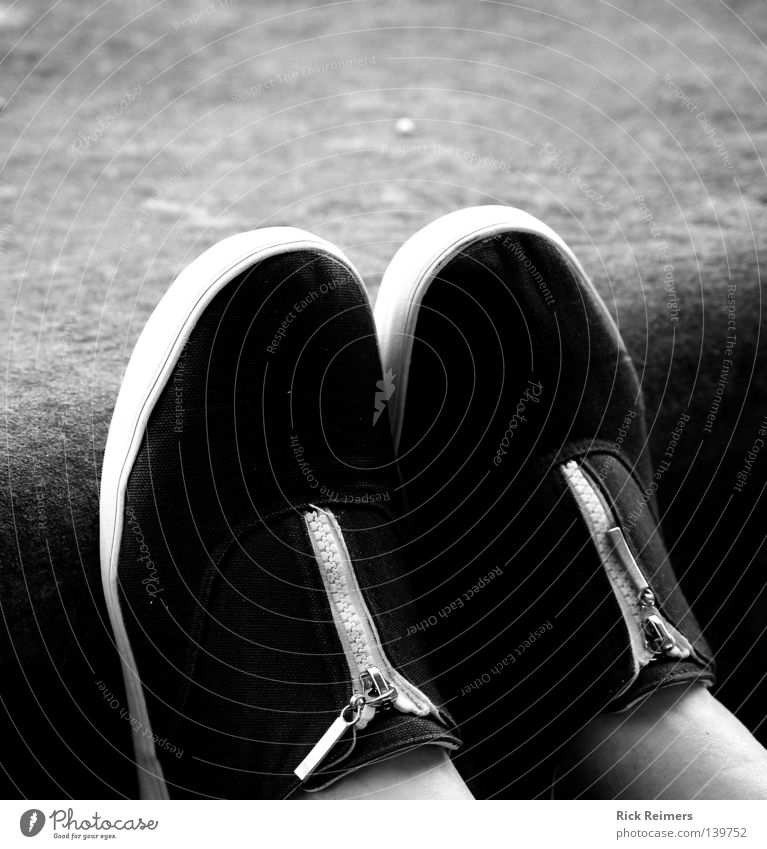 shoes Relaxation Art Culture Wall (barrier) Wall (building) Footwear High heels Stone Black White Moody Trust Zipper cloth shoes Black & white photo