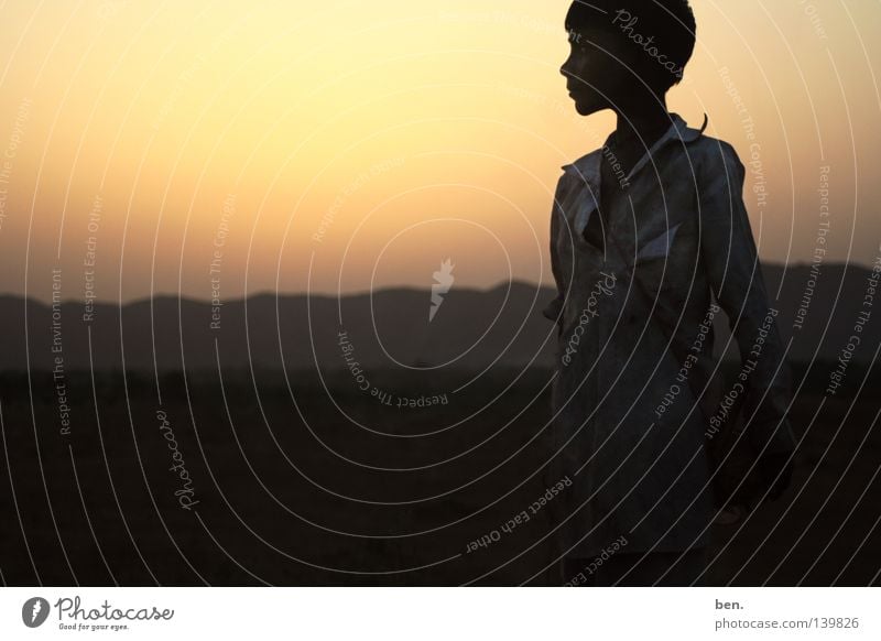 The Sun of Rajasthan India Child Sunset Back-light Evening Desert Puskar Boy (child)