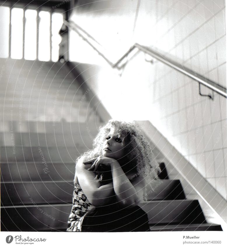 solo Woman Loneliness Light Stairs Trust Grief Deep Height Art Arts and crafts  Train station