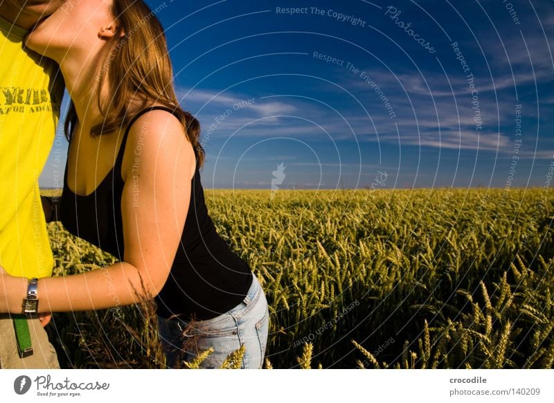 Knutschi Love Kissing Friendship Woman Hair and hairstyles Chest Wheat Field Sky Pol-filter Ear Man Caresses Beautiful Love bite Earring head