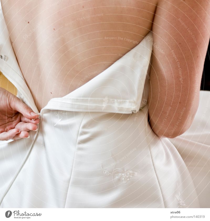 the zipper Bride Woman Wedding dress Back Skin Arm Hand