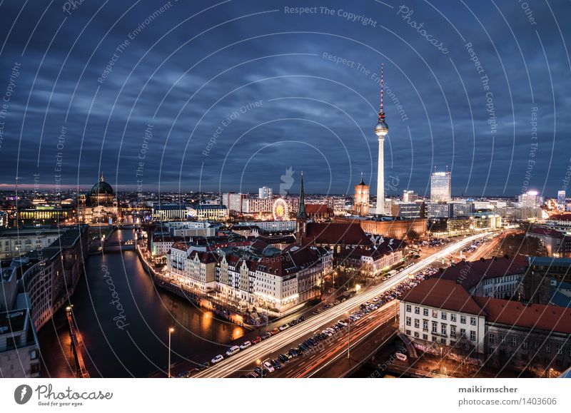 Berlin at night Lifestyle Vacation & Travel Tourism Night life High-tech Architecture Germany Town Capital city Skyline Marketplace City hall Television tower