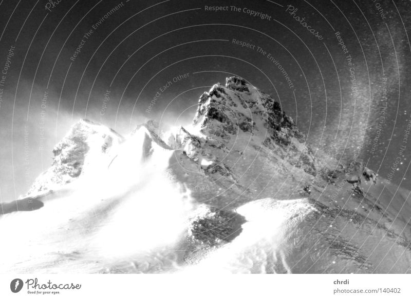 The summit Mountain Peak Snow Winter Cold Gale Wind Rock Mountaineering Climbing Tux Glacier White Black Black & white photo